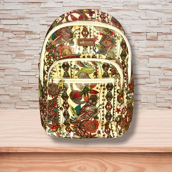 Sakroots | Owl Multicolored Backpack Canvas Design Colorful Owl Backpack - Waterproof Book Bag with Smiling Owl  main image 4